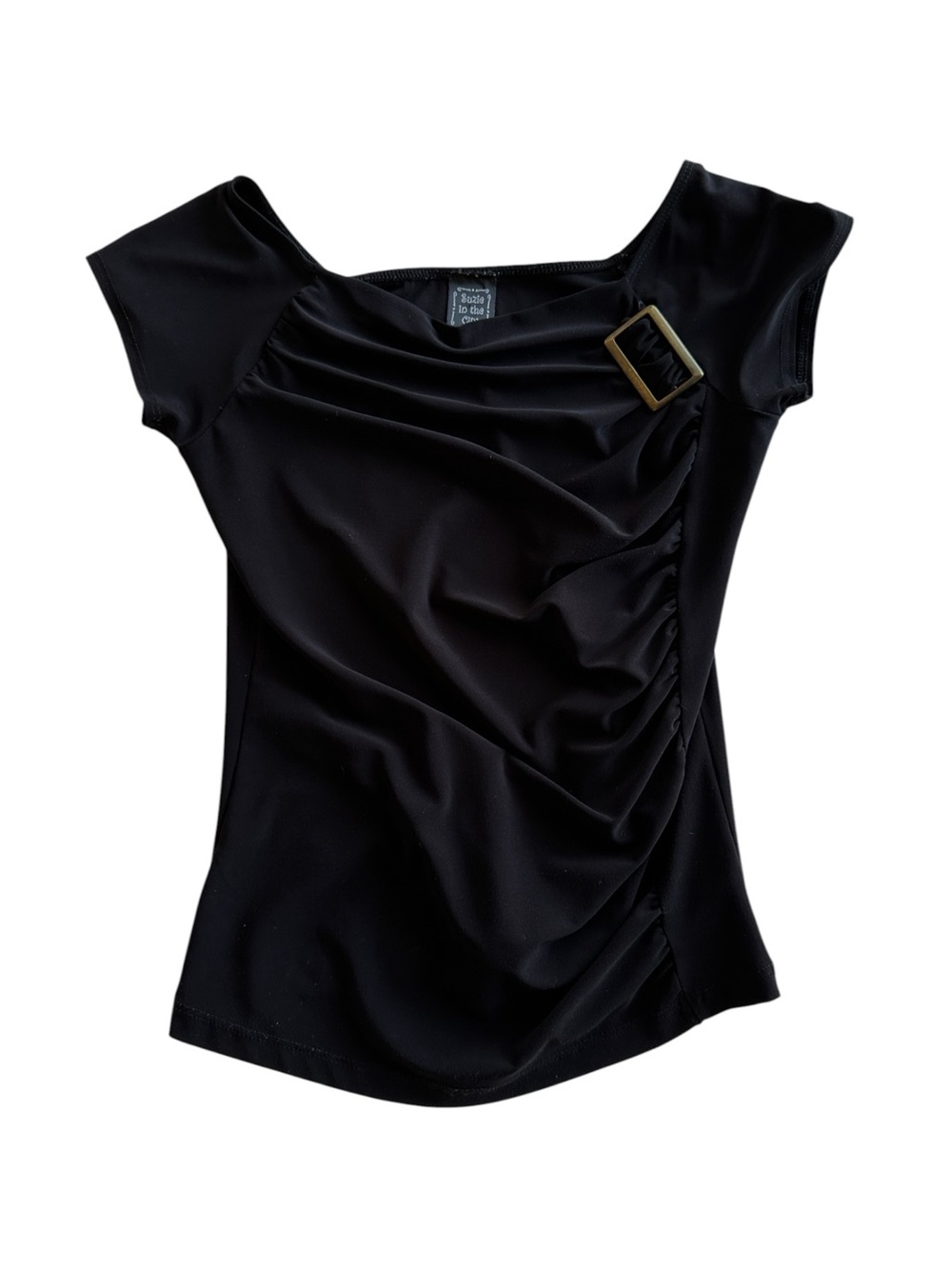 Vintage Y2K black buckle draped going out top